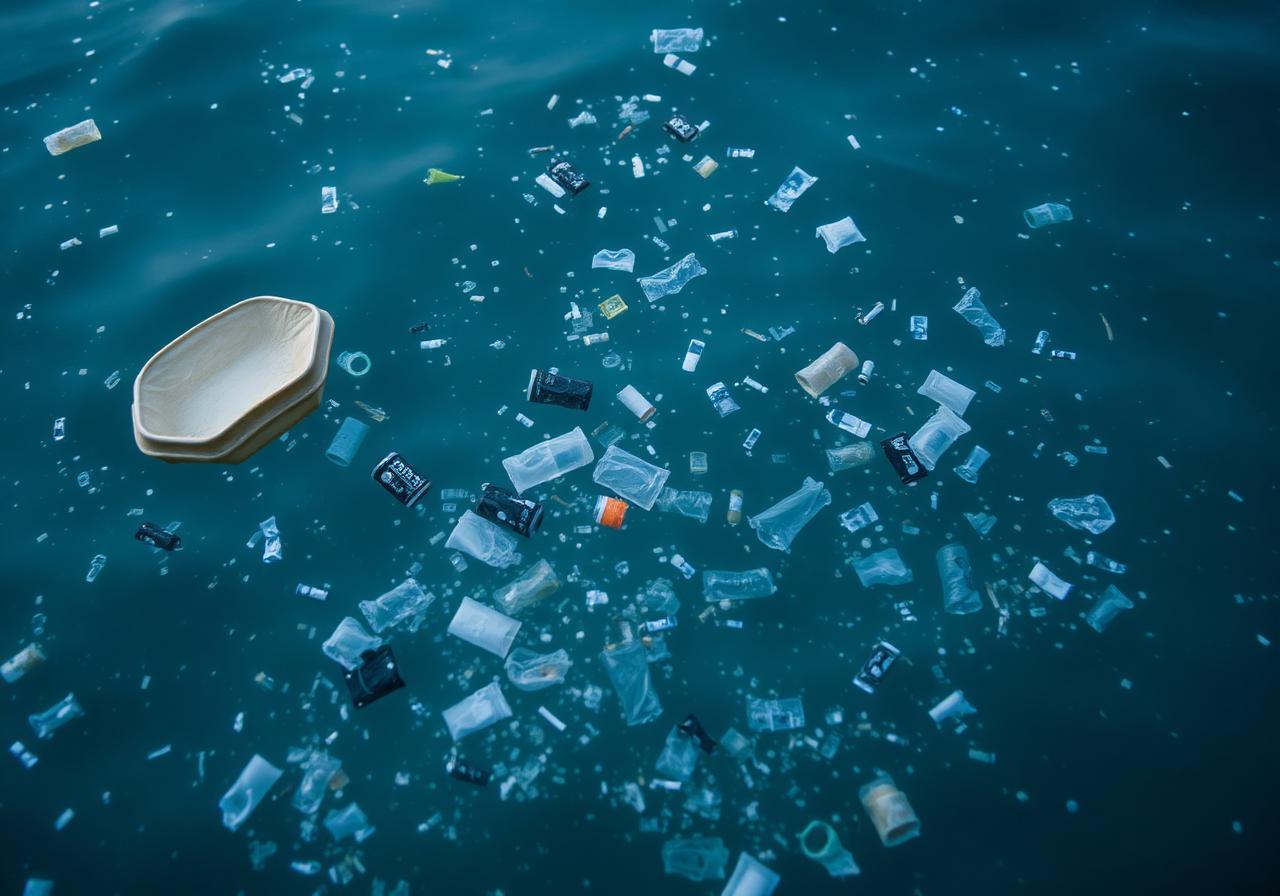 Plastiko hondakinak itsasoan flotatzen
